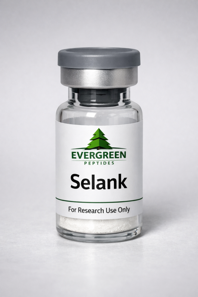 Selank peptide vial Evergreen Peptides for research use onl